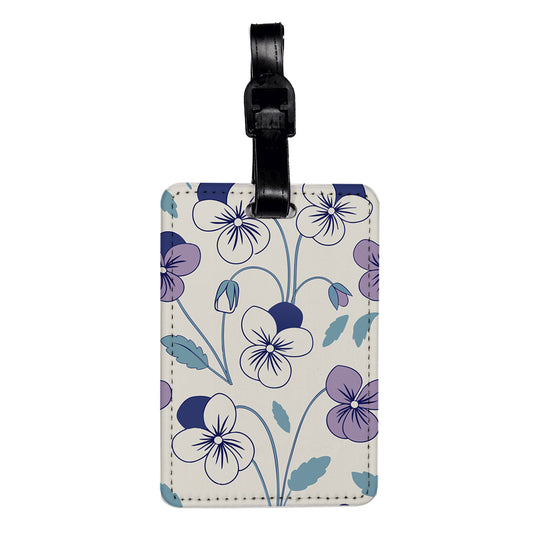 Violet Flowers Drawing Travel Faux Leather Luggage Tag