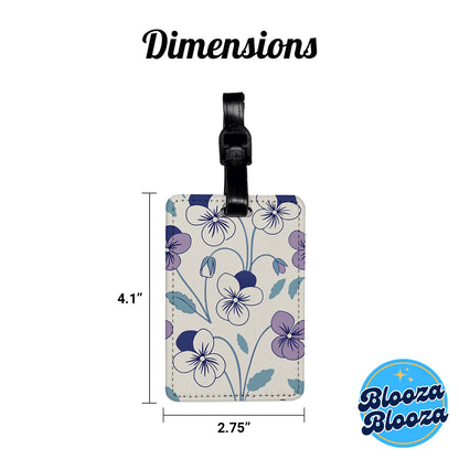 Violet Flowers Drawing Travel Faux Leather Luggage Tag