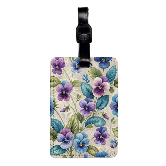 Violets Flowers Beautiful Travel Faux Leather Luggage Tag