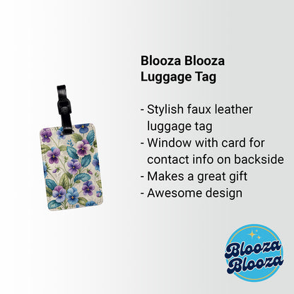 Violets Flowers Beautiful Travel Faux Leather Luggage Tag