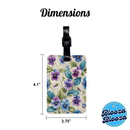 Violets Flowers Beautiful Travel Faux Leather Luggage Tag