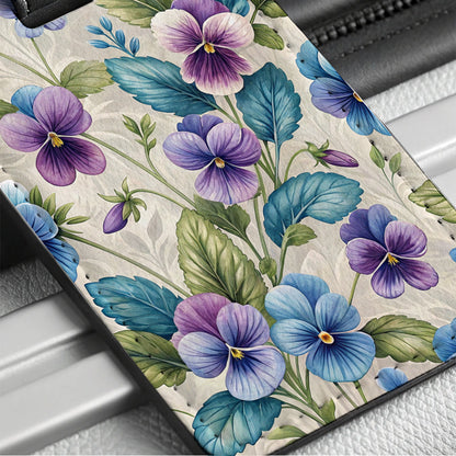 Violets Flowers Beautiful Travel Faux Leather Luggage Tag
