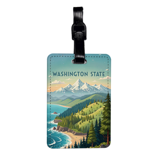Washington State Beautiful Scene Travel Faux Leather Luggage Tag