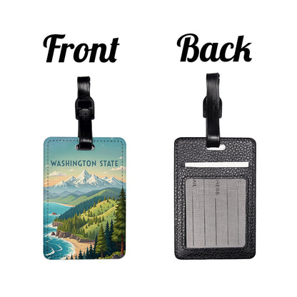 Washington State Beautiful Scene Travel Faux Leather Luggage Tag
