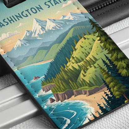 Washington State Beautiful Scene Travel Faux Leather Luggage Tag