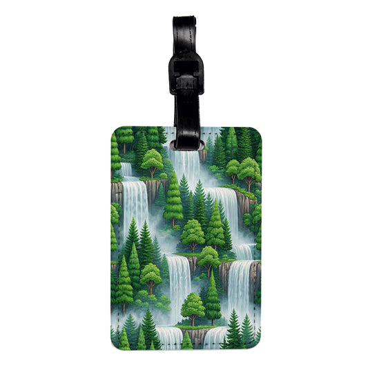 Waterfalls Background Travel Faux Leather Luggage Tag