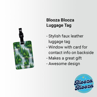 Waterfalls Background Travel Faux Leather Luggage Tag