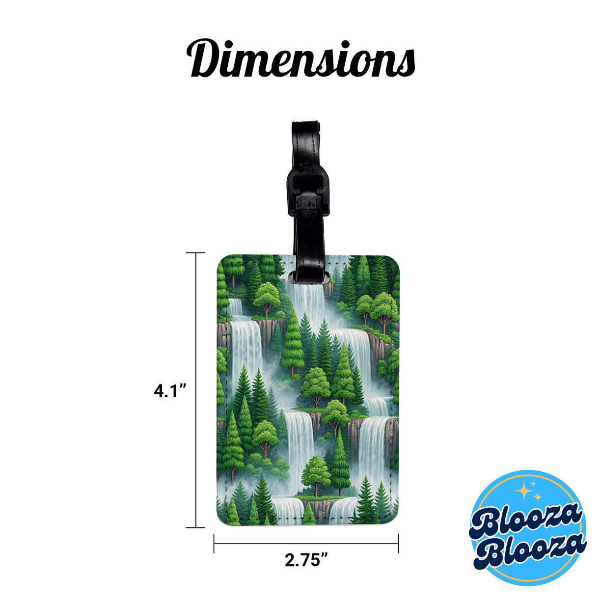 Waterfalls Background Travel Faux Leather Luggage Tag