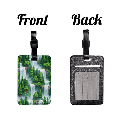 Waterfalls Background Travel Faux Leather Luggage Tag