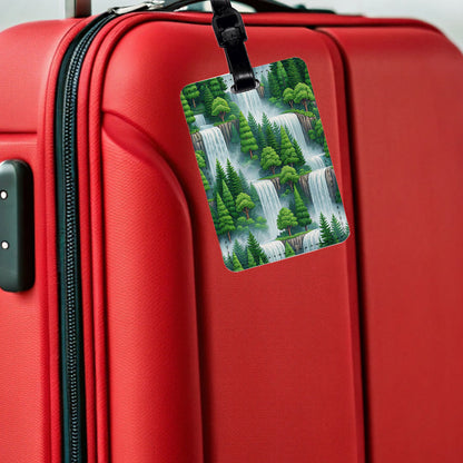 Waterfalls Background Travel Faux Leather Luggage Tag