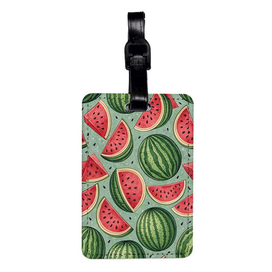 Watermelons Fruity Background Travel Faux Leather Luggage Tag