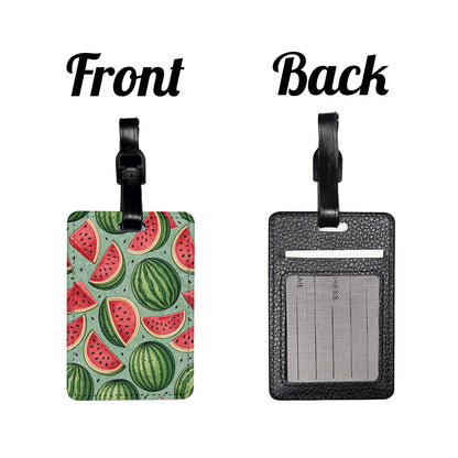 Watermelons Fruity Background Travel Faux Leather Luggage Tag