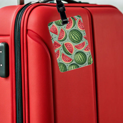 Watermelons Fruity Background Travel Faux Leather Luggage Tag
