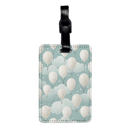 White Balloons Birthday Background Travel Faux Leather Luggage Tag
