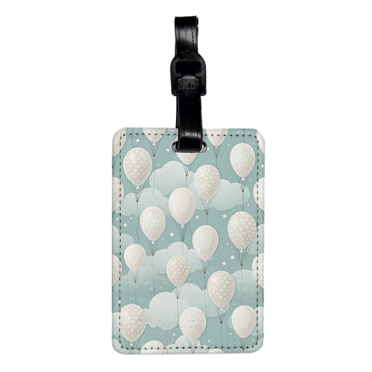 White Balloons Birthday Background Travel Faux Leather Luggage Tag