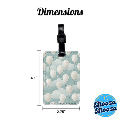 White Balloons Birthday Background Travel Faux Leather Luggage Tag
