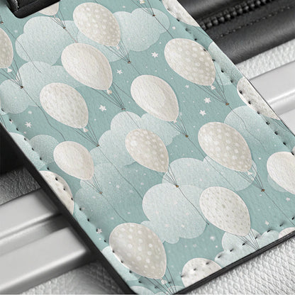 White Balloons Birthday Background Travel Faux Leather Luggage Tag