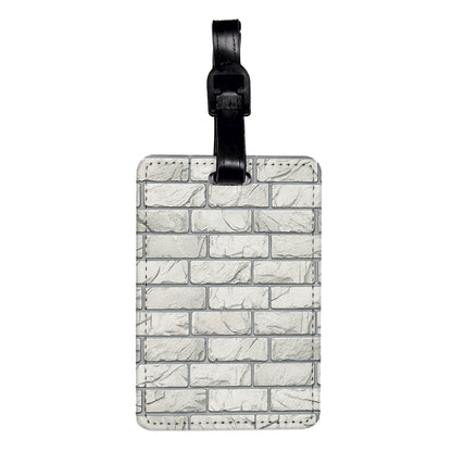 White Brick Wall Background Travel Faux Leather Luggage Tag