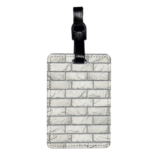 White Brick Wall Background Travel Faux Leather Luggage Tag