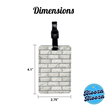 White Brick Wall Background Travel Faux Leather Luggage Tag