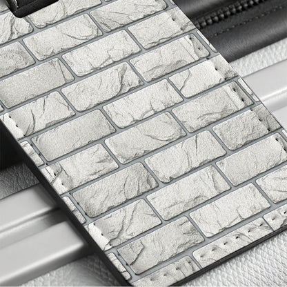 White Brick Wall Background Travel Faux Leather Luggage Tag