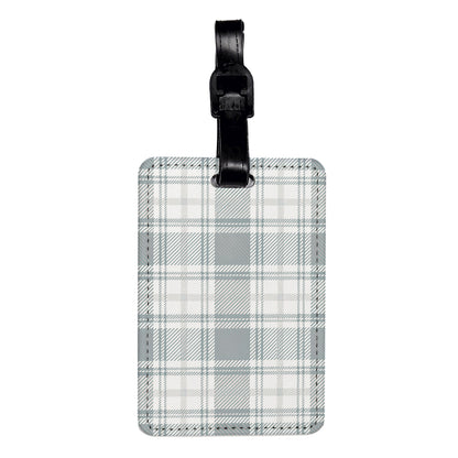 White Gray Plaid Travel Faux Leather Luggage Tag
