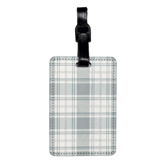 White Gray Plaid Travel Faux Leather Luggage Tag
