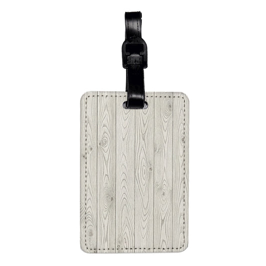 White Wood Boards Planks Travel Faux Leather Luggage Tag