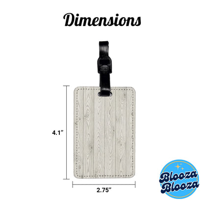 White Wood Boards Planks Travel Faux Leather Luggage Tag