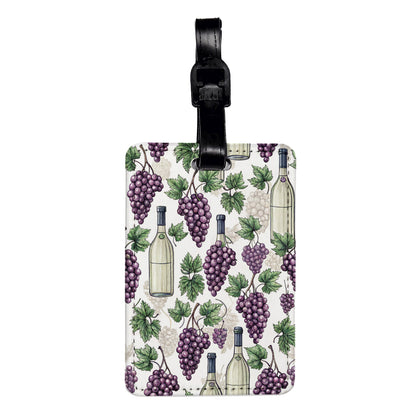 Wine Grapes Ivy Background Travel Faux Leather Luggage Tag