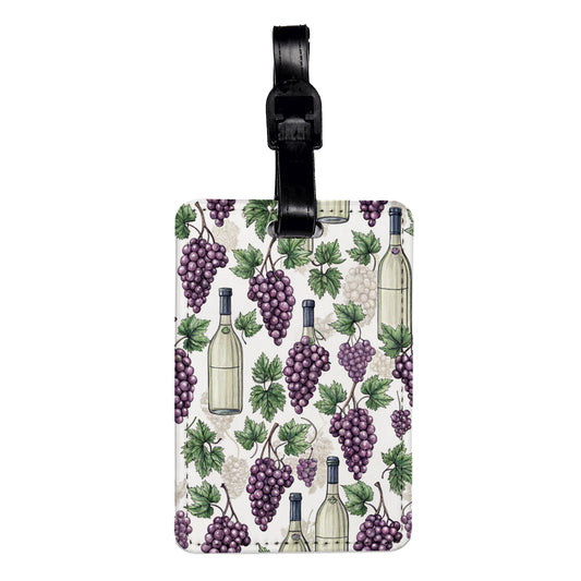 Wine Grapes Ivy Background Travel Faux Leather Luggage Tag