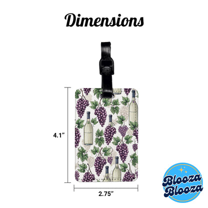 Wine Grapes Ivy Background Travel Faux Leather Luggage Tag