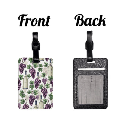 Wine Grapes Ivy Background Travel Faux Leather Luggage Tag