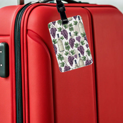 Wine Grapes Ivy Background Travel Faux Leather Luggage Tag