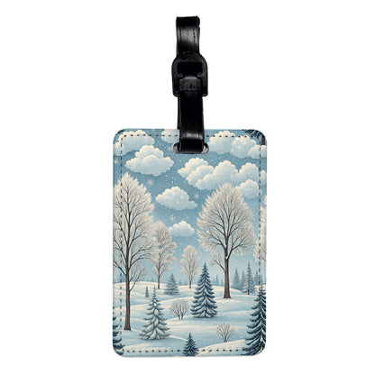 Winter Background Scene Travel Faux Leather Luggage Tag