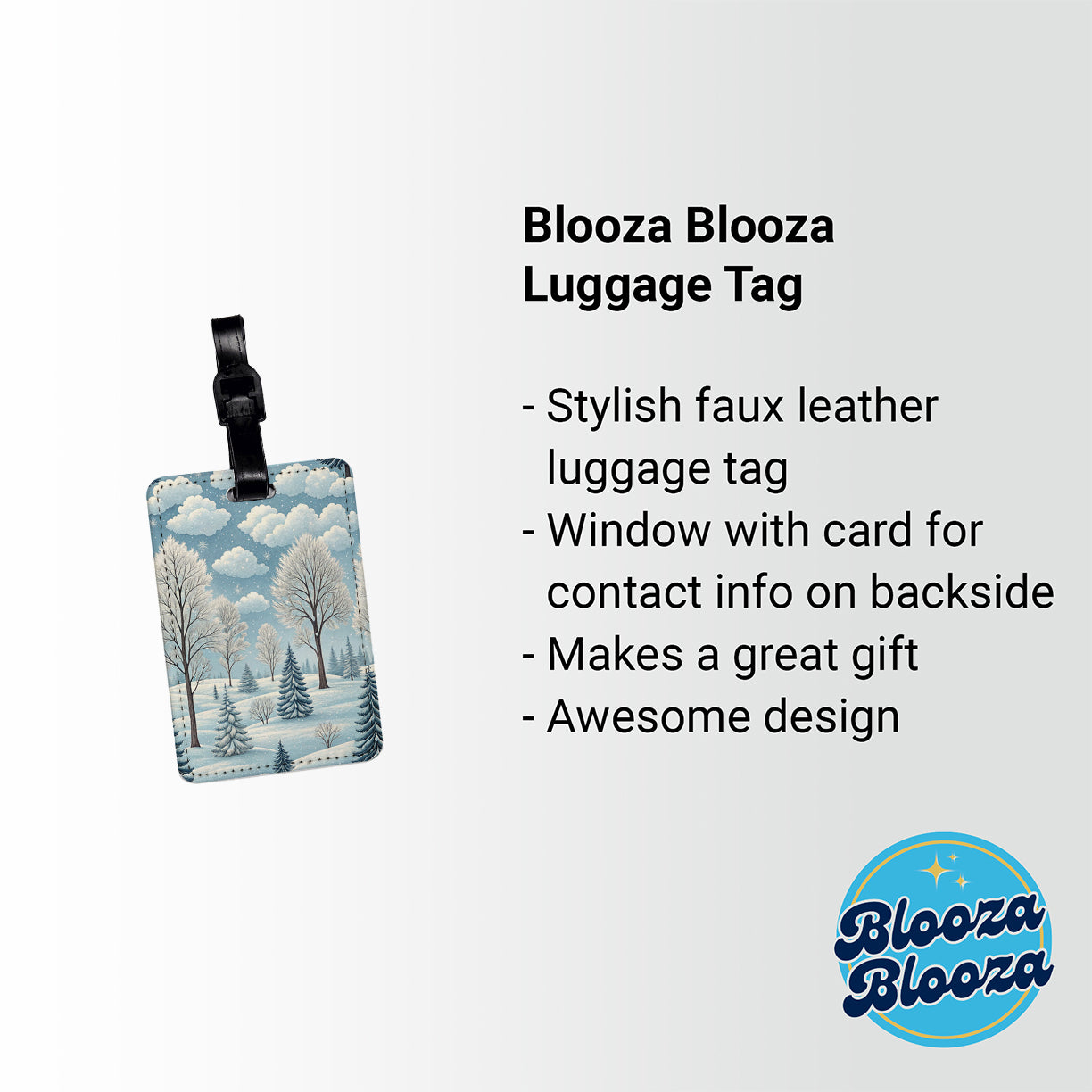 Winter Background Scene Travel Faux Leather Luggage Tag