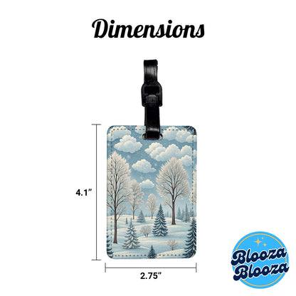 Winter Background Scene Travel Faux Leather Luggage Tag