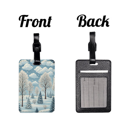 Winter Background Scene Travel Faux Leather Luggage Tag