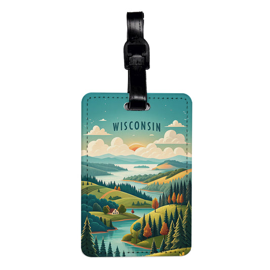 Wisconsin State Beautiful Scene Travel Faux Leather Luggage Tag