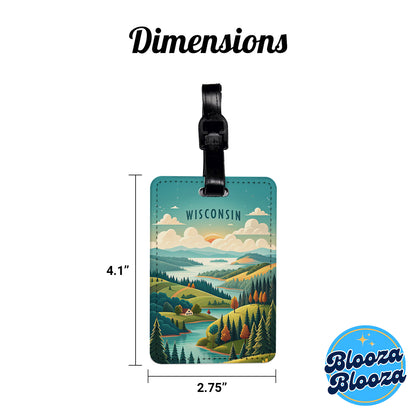 Wisconsin State Beautiful Scene Travel Faux Leather Luggage Tag