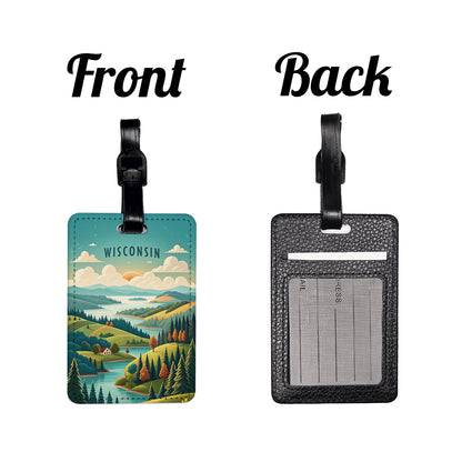 Wisconsin State Beautiful Scene Travel Faux Leather Luggage Tag