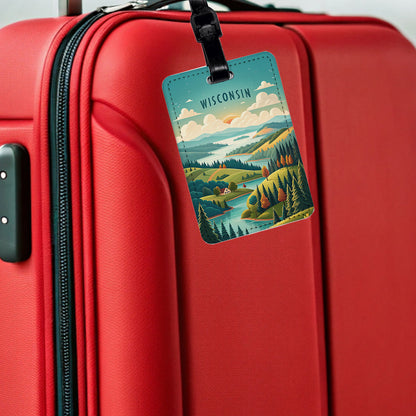 Wisconsin State Beautiful Scene Travel Faux Leather Luggage Tag