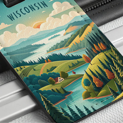 Wisconsin State Beautiful Scene Travel Faux Leather Luggage Tag