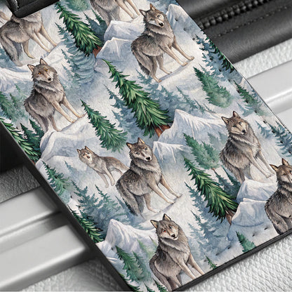 Wolf Wolves Mountain Background Travel Faux Leather Luggage Tag