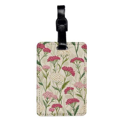 Yarrow Flowers Pink White Travel Faux Leather Luggage Tag