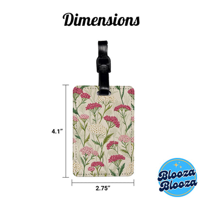 Yarrow Flowers Pink White Travel Faux Leather Luggage Tag
