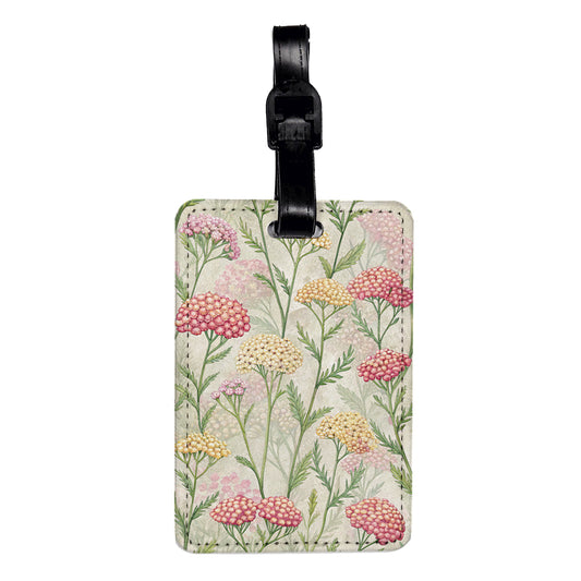 Yarrow Flowers Pink Yellow Travel Faux Leather Luggage Tag