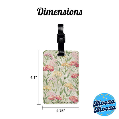 Yarrow Flowers Pink Yellow Travel Faux Leather Luggage Tag