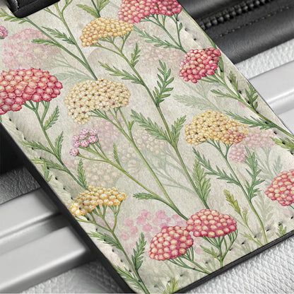 Yarrow Flowers Pink Yellow Travel Faux Leather Luggage Tag