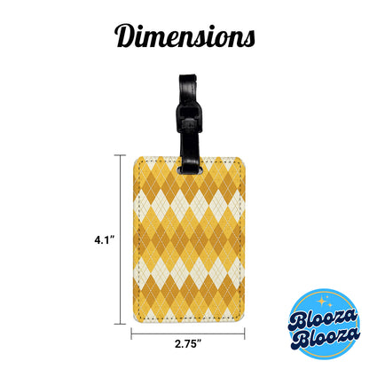 Yellow Argyle Cute Background Travel Faux Leather Luggage Tag